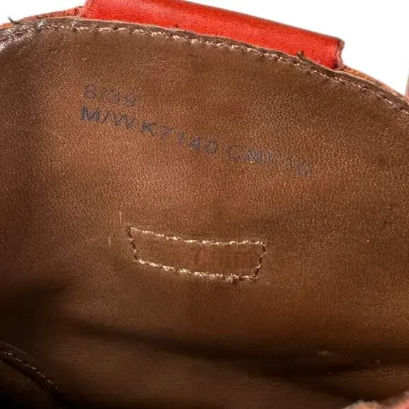 Kork-Ease Katie Red Studded Leather Ankle Booties 8 Western Harness Moto Boho - Picture 11 of 12